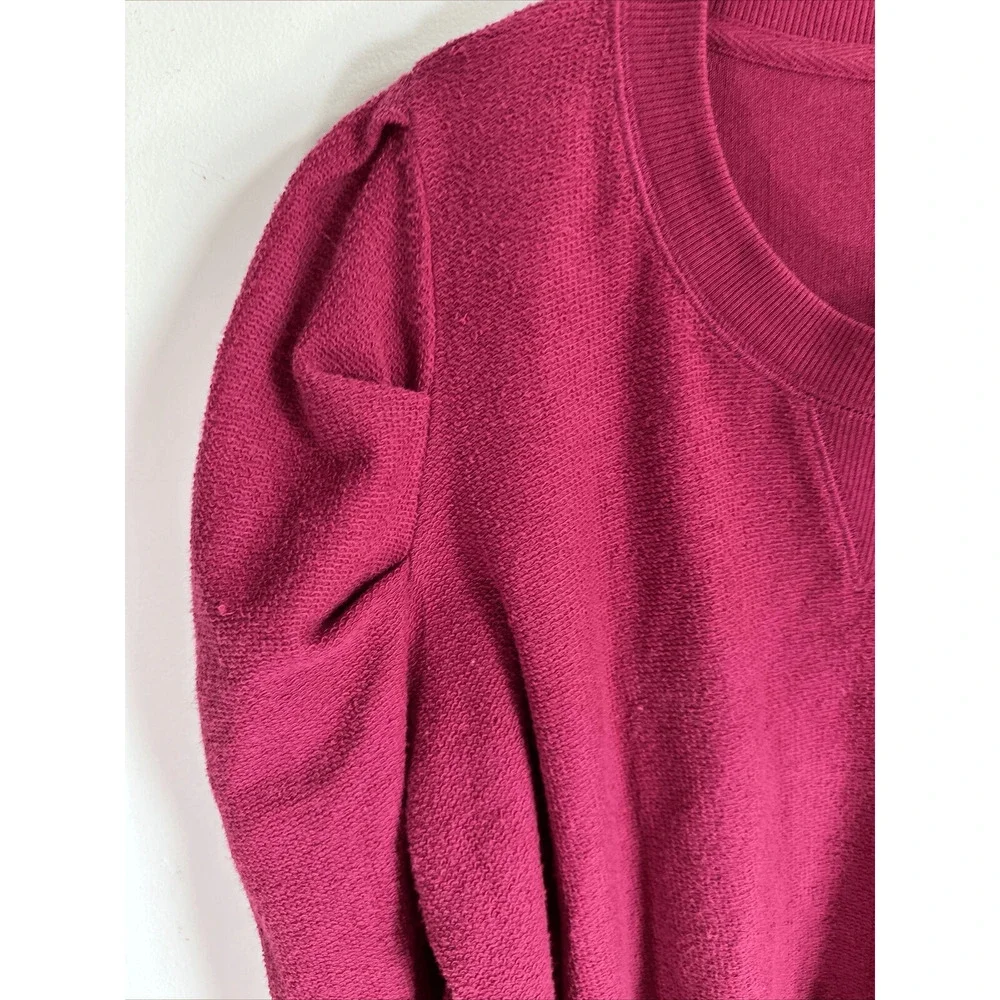 Free People Puff Sleeve Terry cloth‎ Magenta Long Sleeve Top Woman’s Medium